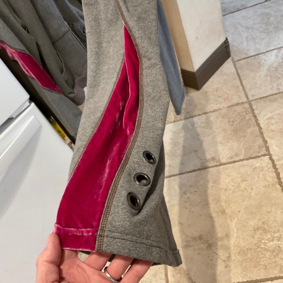 Bebe Sport Gray Track Suit Set Mauve Velvet Stripe Hoodie ! M Hoodie - XS Pant - Picture 6 of 10